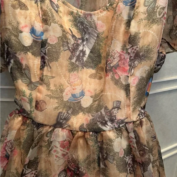 Thorn & Fable Alice in Wonderland Floral Midi Dress - Picture 3 of 4